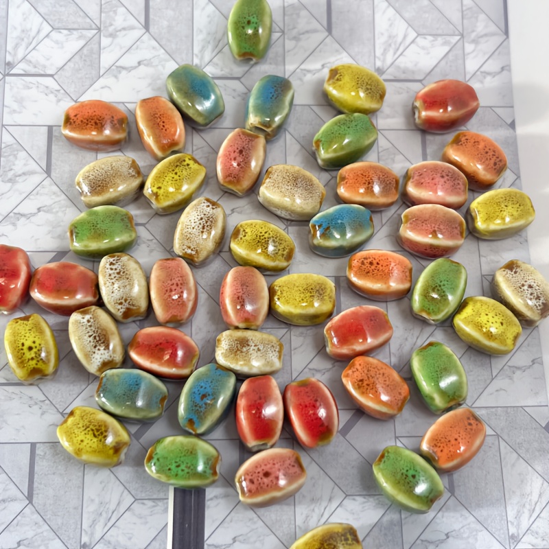 21/52pcs Prismatic Ceramic Beads for DIY Jewelry Making
